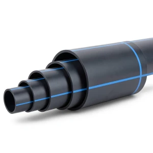 HDPE Polyethylene Pipe Nominal Pressure 16 Bar PE 100 OD 450 mm SDR 11 Black with Blue Stripes