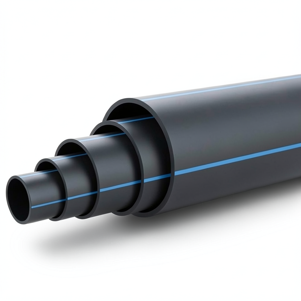 HDPE Polyethylene Pipe PN 16 Bar PE 100 OD 355 mm SDR 11 Black with Blue Stripes
