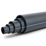 مواسير HDPE ضغط 6.3 بار [PE 100] قطر خارجي 225 مم SDR 26 لون أسود مع خط أزرق