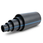 مواسير بلاستيك HDPE ضغط 6.3 بار PE 100، قطر خارجي 560 مم SDR 26 أسود مع خط أزرق