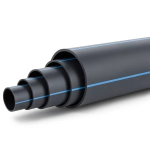 أنابيب بلاستيك HDPE ضغط 6.3 بار PE 100 قطر خارجي 630 مم SDR 26 أسود مع خط أزرق