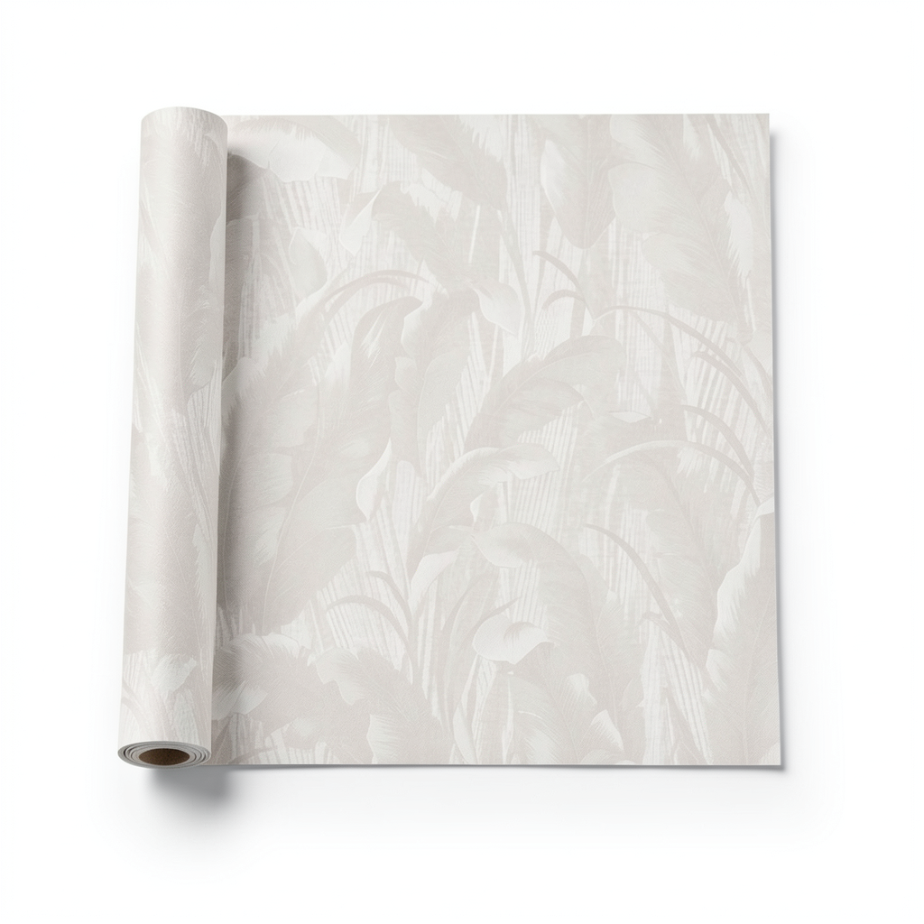 Wall Decoration Leaf-Patterned Design 10 m x 1.06 m Pale Beige