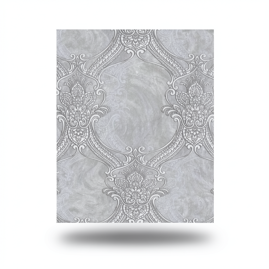 ورق جدران ايطالي لون رمادي تصميم كلاسيك، مقاس 10 م×1.06 م، موديل 82708