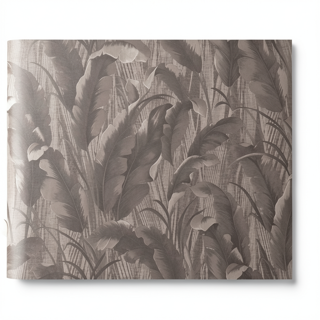 Italian Wallpaper Leaf-Patterned Design 10m x 1.06m, Dark Beige