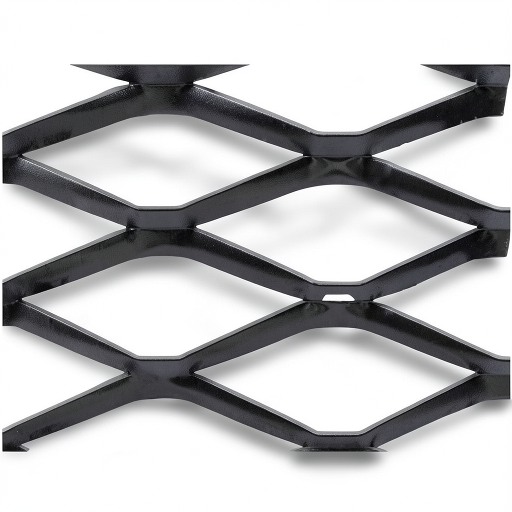 Hot Rolled Steel Expanded Metal Mesh 4.8 mm Thickness 1.22 m Width 1 m Length, Black