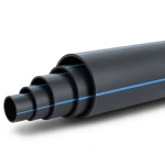 مواسير بلاستيك HDPE ضغط 6.3 بار PE 100 قطر خارجي 355 مم SDR 26 أسود مع خط أزرق