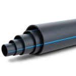 مواسير بلاستيك HDPE ضغط 6.3 بار PE 100، قطر خارجي 560 مم SDR 26 أسود مع خط أزرق