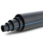 أنابيب بلاستيك HDPE ضغط 10 بار PE 100 قطر خارجي 315 مم SDR 17 أسود مع خط أزرق