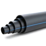 أنابيب HDPE ضغط 10 بار PE 100 قطر خارجي 200 مم SDR 17 أسود مع خط أزرق