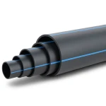 مواسير بلاستيك HDPE ضغط 10 بار PE 100 قطر خارجي 450 مم SDR 17 أسود مع خط أزرق