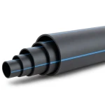 أنابيب HDPE ضغط 10 بار PE 100 قطر خارجي 630 مم SDR 17 أسود مع خط أزرق