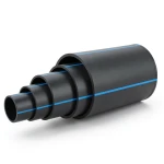 مواسير HDPE ضغط 16 بار PE 100 قطر خارجي 630 مم SDR 11 أسود مع خطوط زرقاء