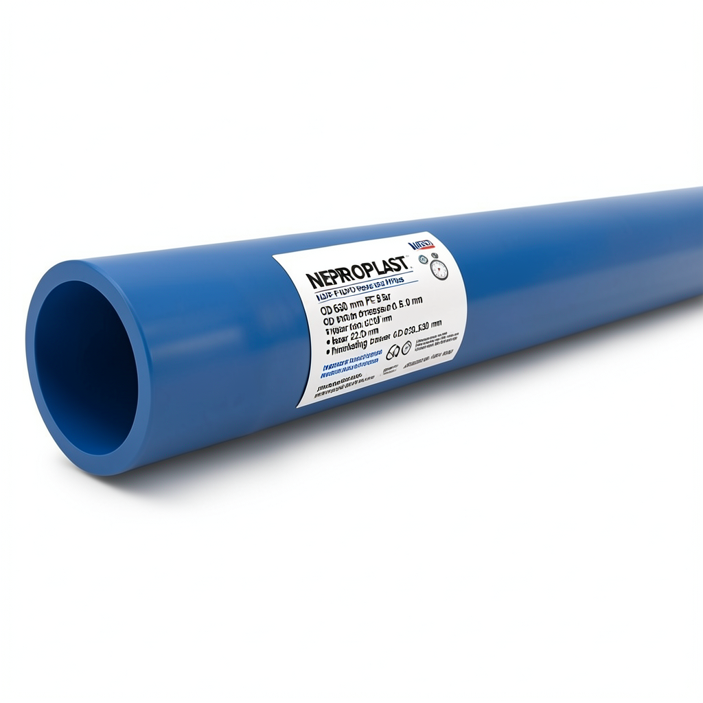 Neproplast HDPE Pipes PE 100 Pressure 6 Bar OD 630 mm Thickness 22.9 mm Blue | NEPROPLAST