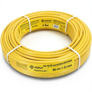 أنابيب HDPE PE 100 ضغط 6 بار قطر خارجي 90 مم سمك 3.3 مم لون أصفر | نيبروبلاست