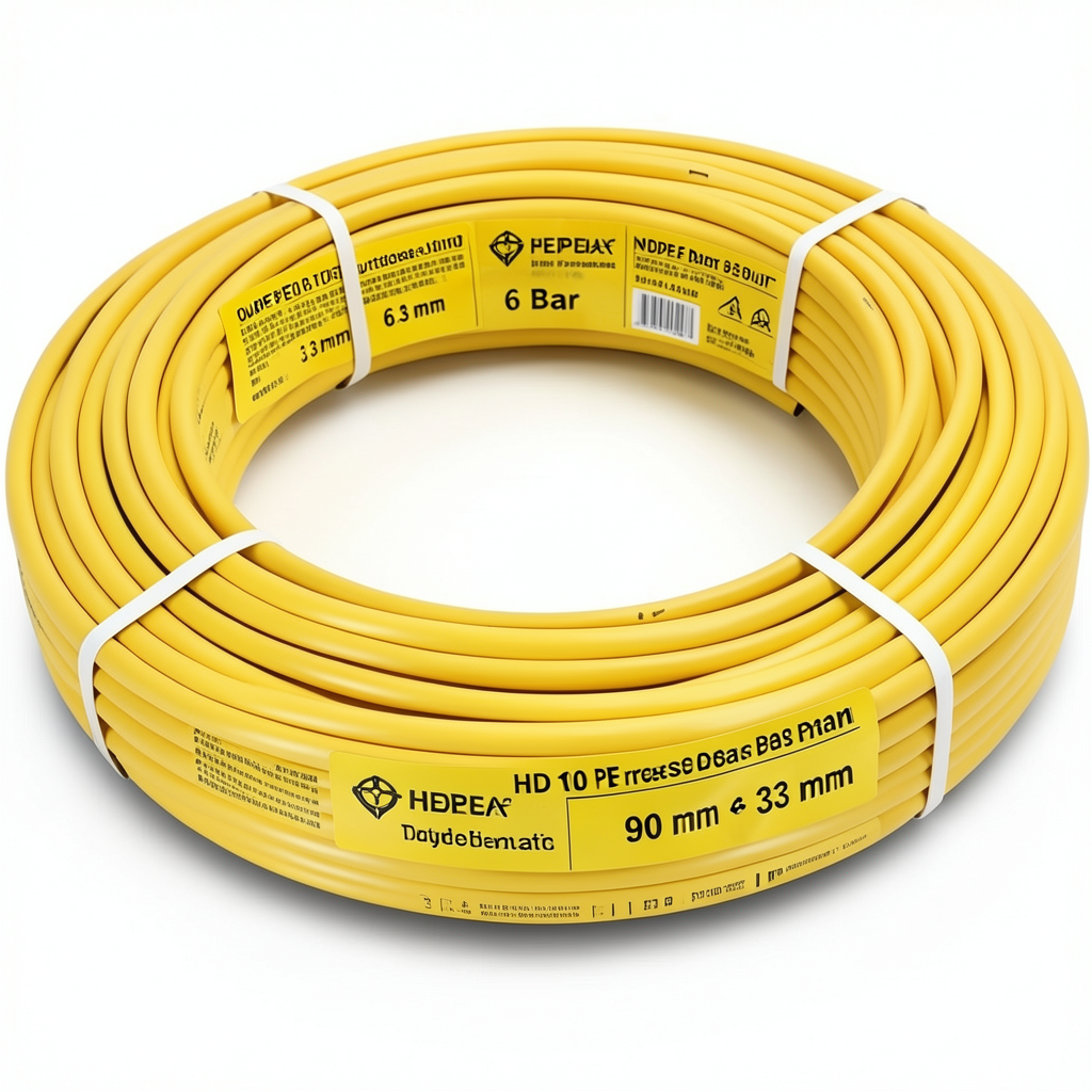 أنابيب HDPE PE 100 ضغط 6 بار قطر خارجي 90 مم سمك 3.3 مم لون أصفر | نيبروبلاست