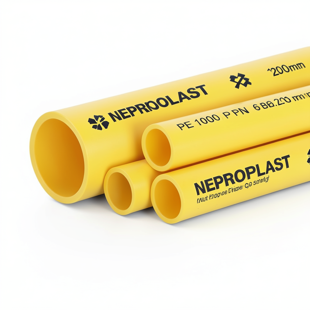 مواسير HDPE نيبروبلاست PE 100 ضغط 6 بار قطر خارجي 200 مم سمك 7.3 مم لون أصفر | نيبروبلاست