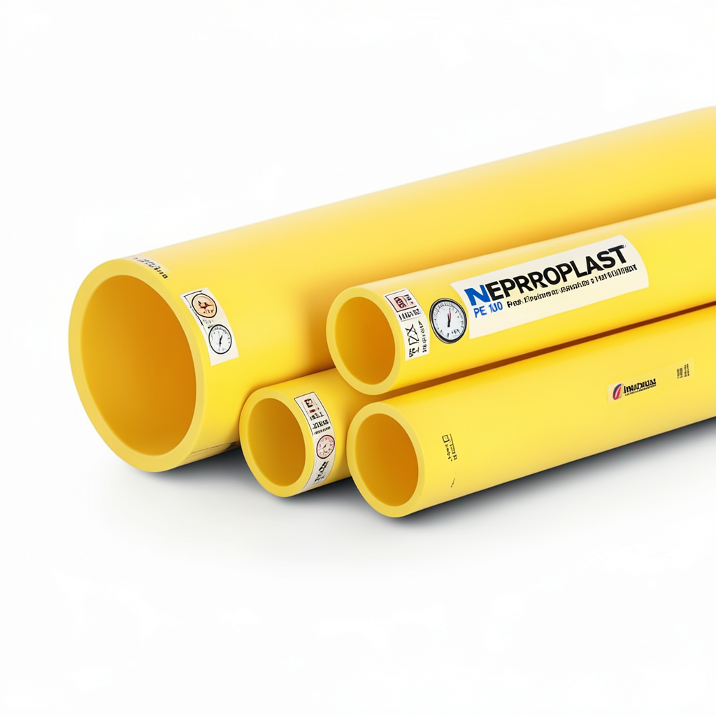 مواسير HDPE PE 100 ضغط 6 بار قطر خارجي 280 مم سمك 10.2 مم لون أصفر | نيبروبلاست