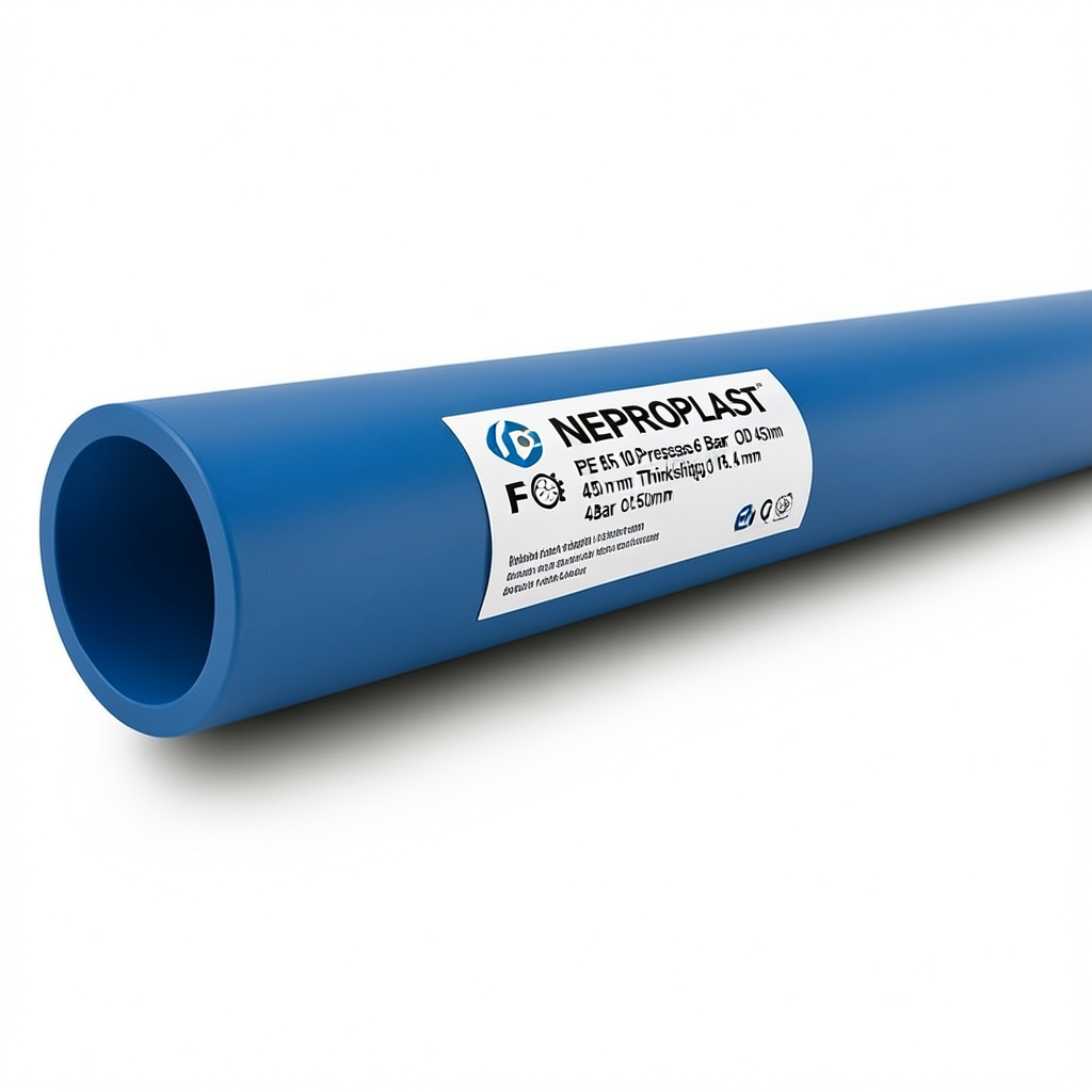 مواسير HDPE نيبروبلاست PE 100 ضغط 6 بار قطر خارجي 450 مم سمك 16.4 مم لون أزرق | نيبروبلاست