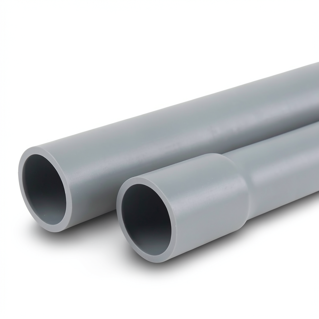 UPVC Pipes Sewage Drainage System Nominal Pressure 2 Bar Outside Diameter 200 mm Thickness 1.8 mm Gray