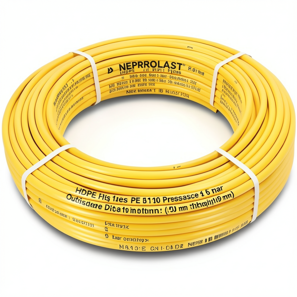 أنابيب HDPE PE 100 ضغط 6 بار قطر خارجي 50 مم سمك 1.9 مم لون أصفر | نيبروبلاست