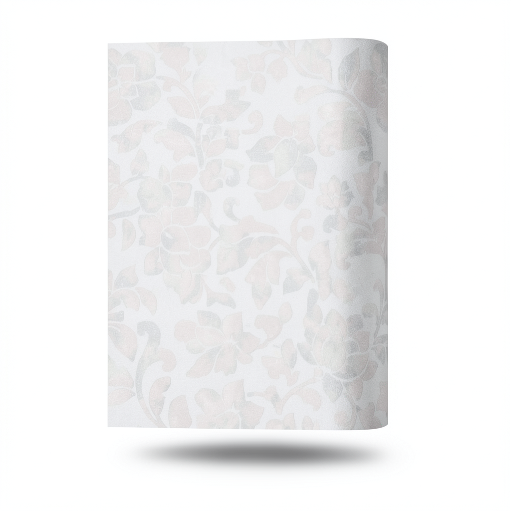 Italian Wall Decoration Floral Wallpaper 10m x 0.53m Pale Grey
