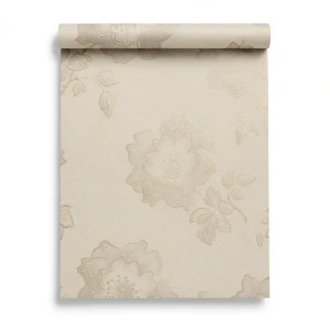 Italian Wallpaper Floral Design 10m x 0.53m Beige Color, Model 6225