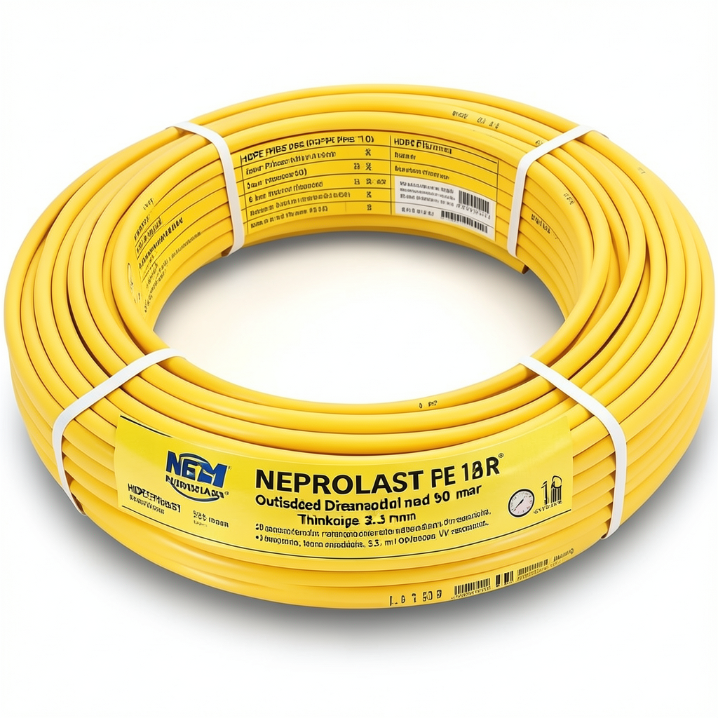 HDPE Pipes PE 100 Pressure 6 Bar Outside Diameter 90 mm Thickness 3.3 mm Yellow | NEPROPLAST