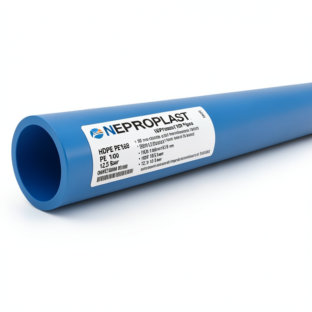 HDPE Pipes PE 100 Pressure 12.5 Bar Outside Diameter 180 mm Thickness 13.3 mm Blue | NEPROPLAST