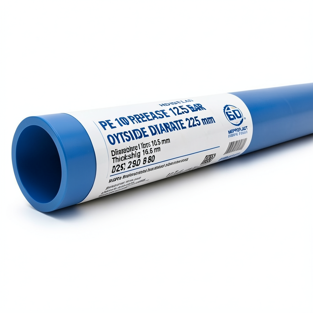 HDPE Pipes PE 100 Pressure 12.5 Bar Outside Diameter 225 mm Thickness 16.6 mm Blue | NEPROPLAST