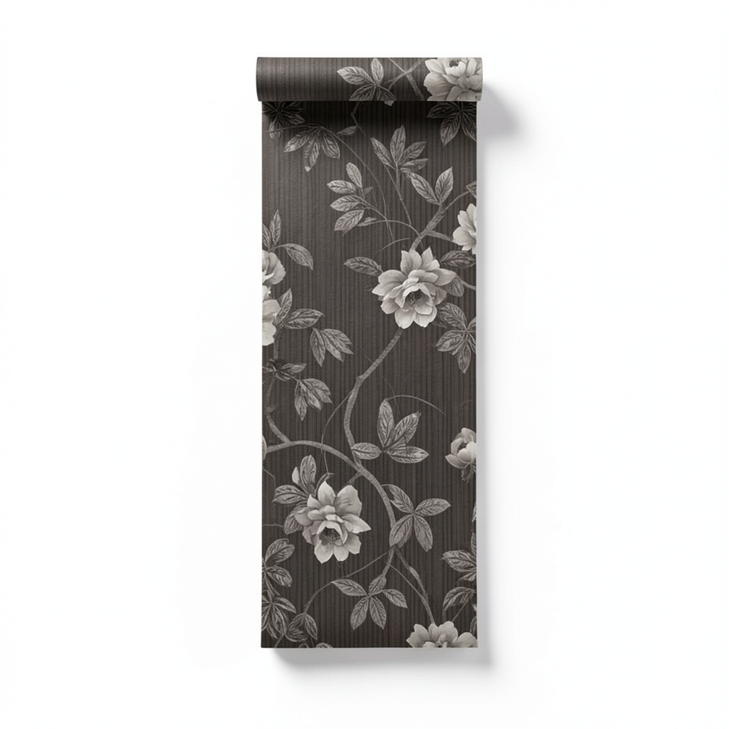 Wall Decoration Floral Design 10 m x 1.06 m Dark Beige