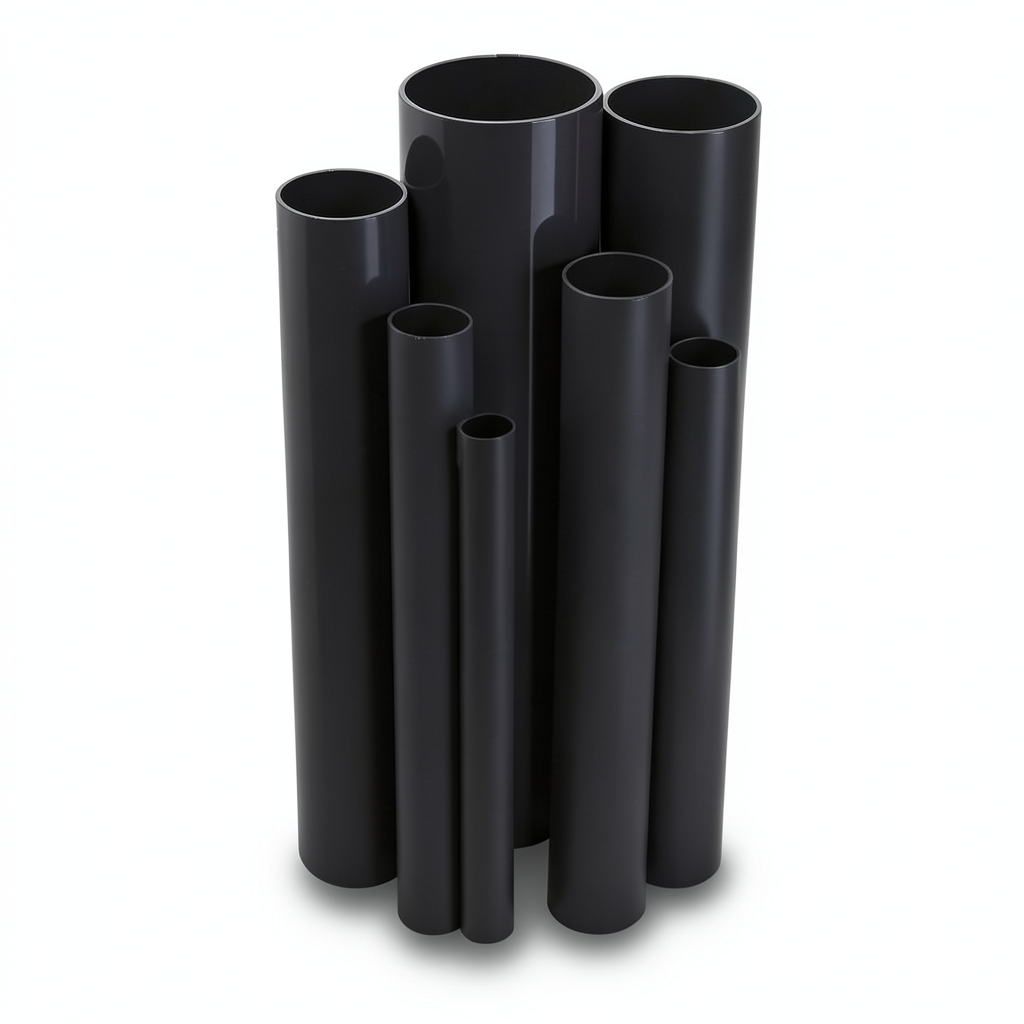 مواسير UPVC ضغط 9 بار مقاس 3 إنش قطر خارجي 88.7 مم سمك 3.5 مم لون أسود