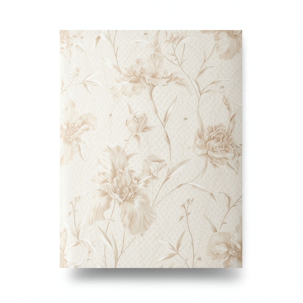 Italian Wallpaper Floral Design Creamy Color, Size 10mx1.06m, Model 82744