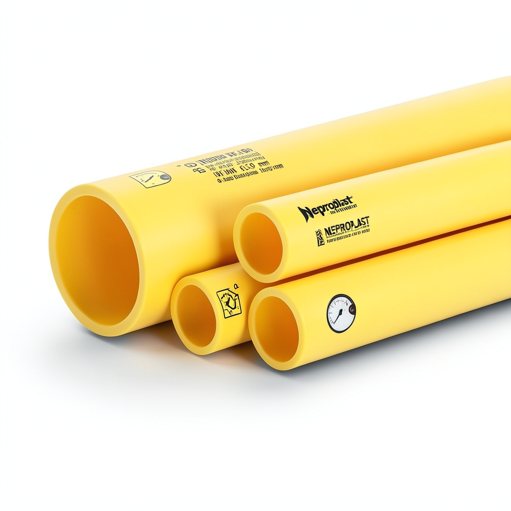 مواسير HDPE نيبروبلاست PE 100 ضغط 6 بار قطر خارجي 355 مم سمك 12.9 مم لون أصفر | نيبروبلاست