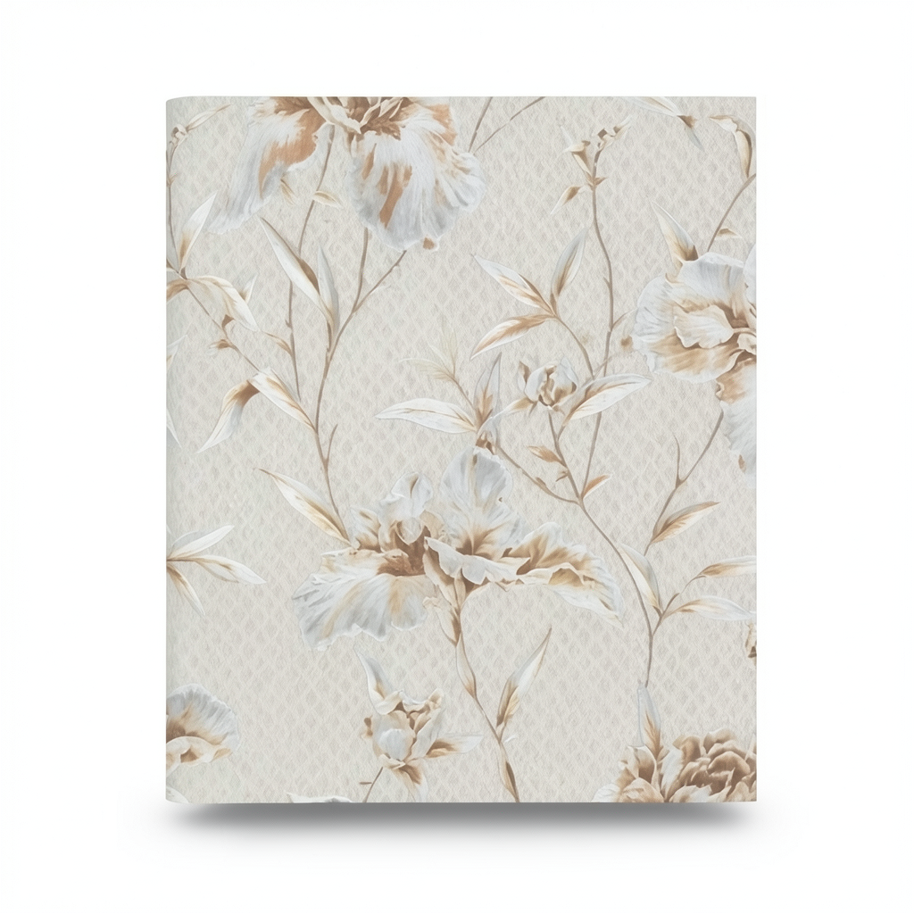 Italian Wallpaper Floral Design Pale Beige, Size 10m x 1.06m, Model 82748