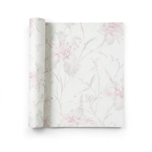 Italian Wallpaper Floral Design Off White, Size 10m x 1.06m