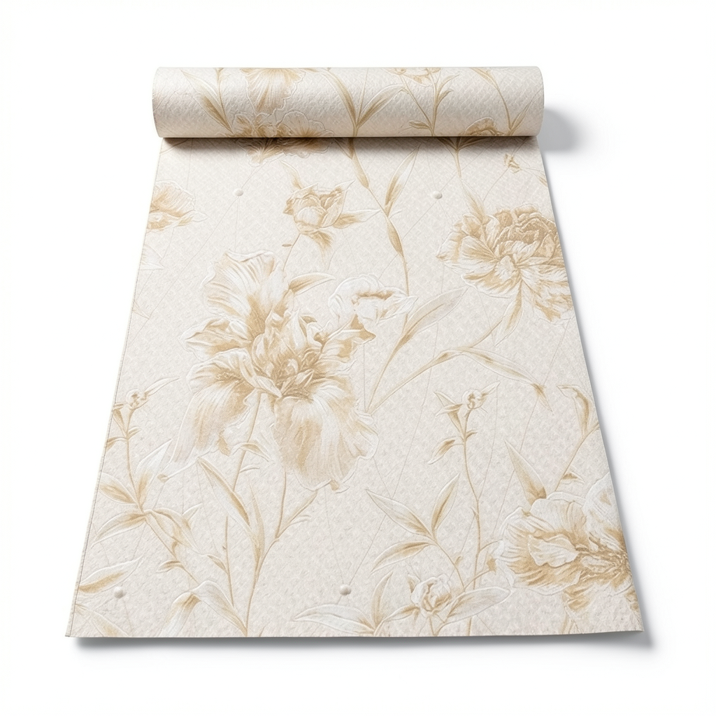 Italian Wallpaper Floral Design Beige Color, Size 10m x 1.06m, Model 82751