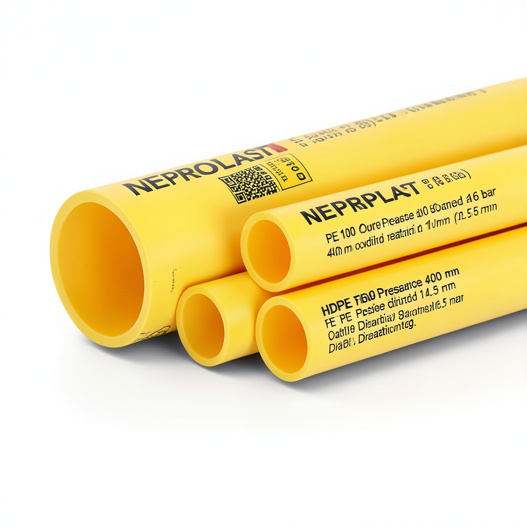 HDPE Pipes PE 100 Pressure 6 Bar Outside Diameter 400 mm Thickness 14.5 mm Yellow | NEPROPLAST