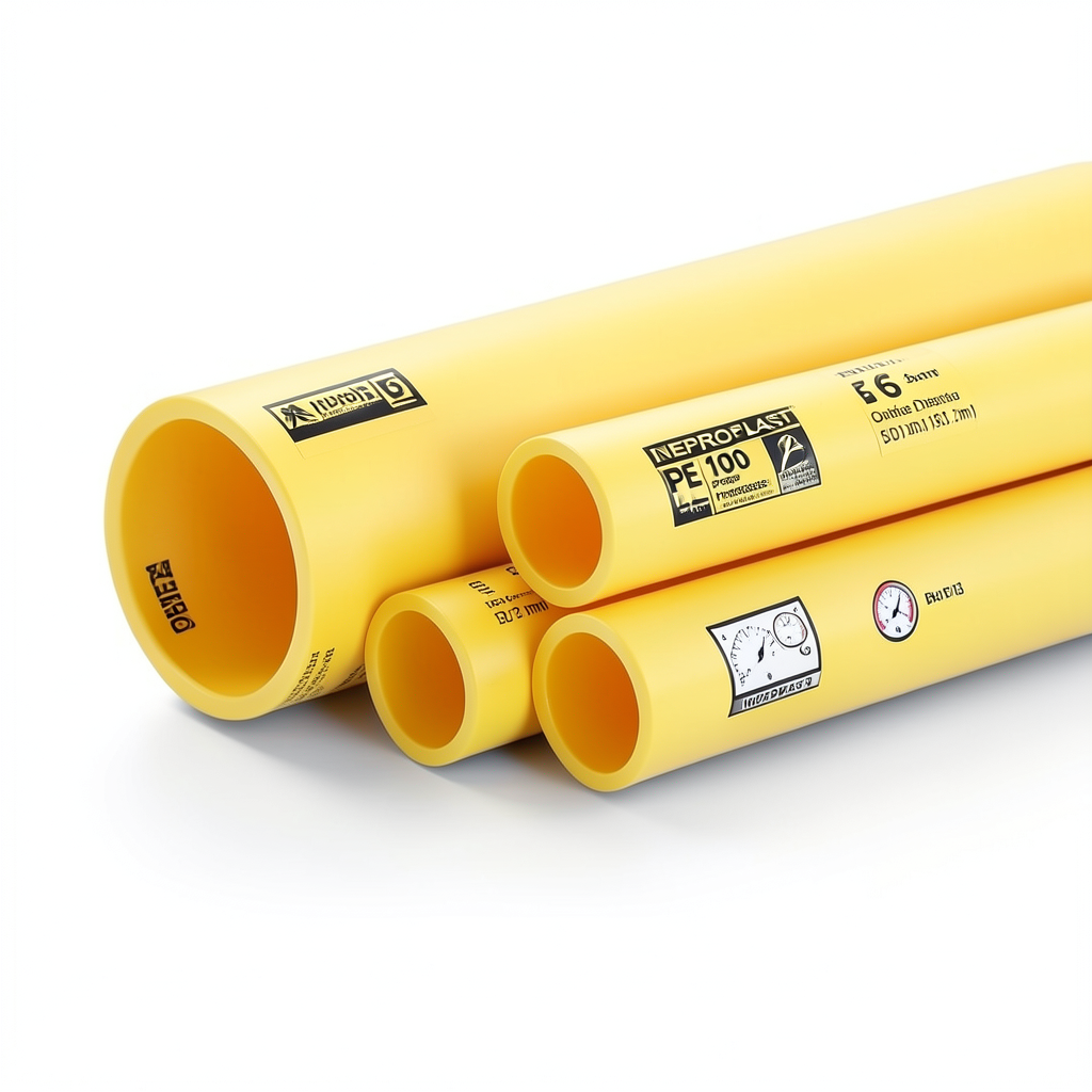 مواسير HDPE PE 100 ضغط 6 بار قطر خارجي 500 مم سمك 18.2 مم لون أصفر | نيبروبلاست