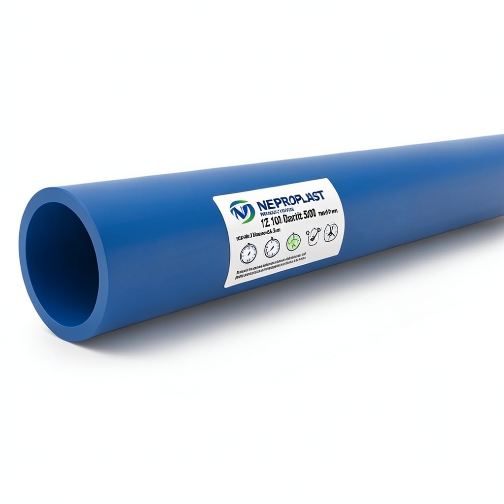 مواسير HDPE بولي إيثيلين عالي الكثافة PE 100 ضغط 12.5 بار قطر خارجي 500 مم سمك 36.8 مم أزرق | نيبروبلاست