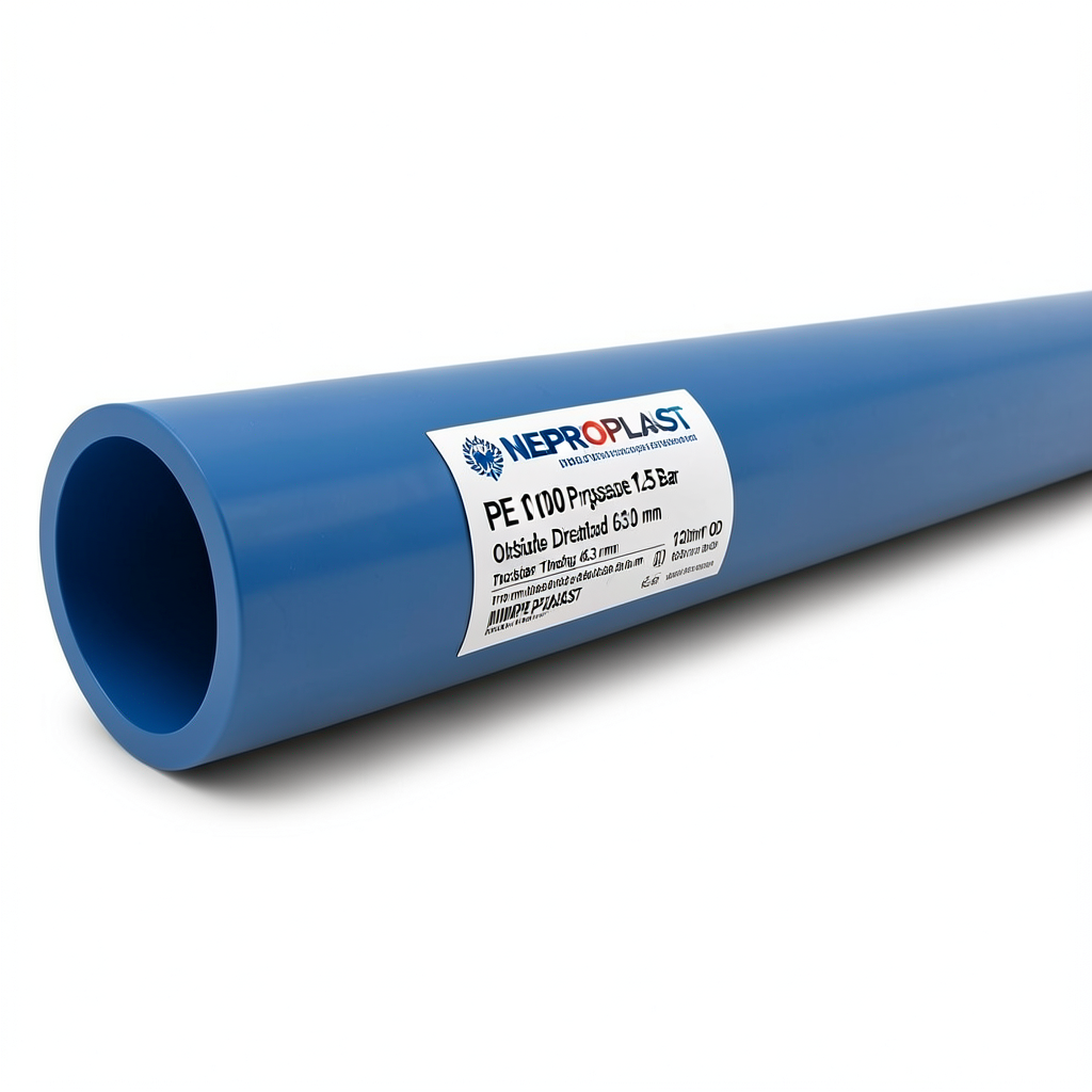 HDPE Pipes PE 100 Pressure 12.5 Bar Outside Diameter 630 mm Thickness 46.3 mm Blue | NEPROPLAST