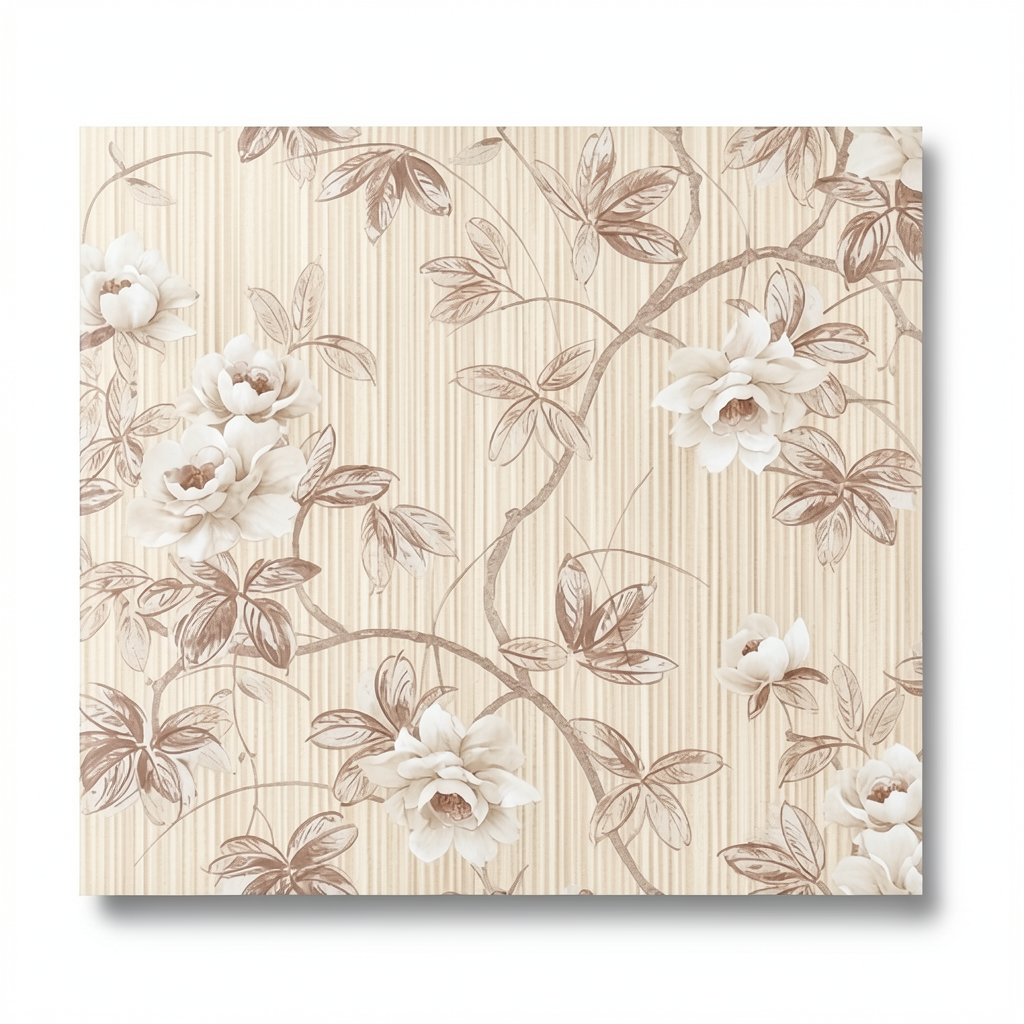 Floral Wall Covering Beige Color, 10m Length, 1.06m Width, Model 78022