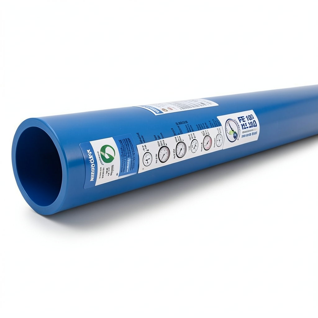مواسير HDPE بولي إيثيلين عالي الكثافة PE 100 ضغط 12.5 بار قطر خارجي 400 مم سمك 29.4 مم أزرق | نيبروبلاست