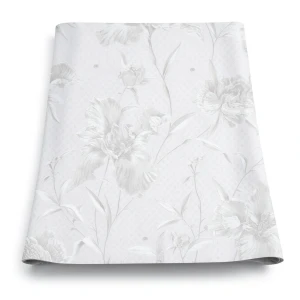 Italian Wallpaper Floral Design Pale Gray, Size 10m x 1.06m, Model 82747