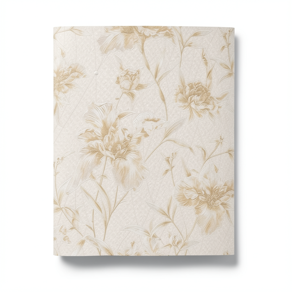 Italian Wallpaper Floral Design Beige Color, Size 10m x 1.06m, Model 82751
