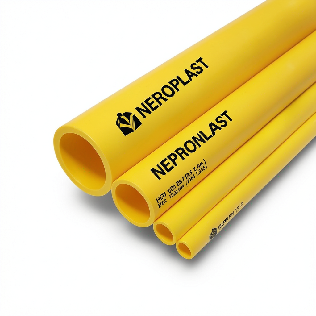 أنابيب HDPE PE 100 ضغط 12.5 بار قطر خارجي 180 مم سمك 13.3 مم لون أصفر | نيبروبلاست