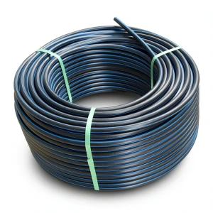 HDPE Plastic Coil Pipe Nominal Pressure 20 Bar PE 100 OD 16 mm SDR 9 Black with Blue Stripes