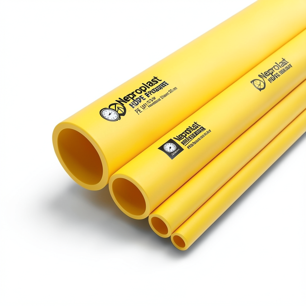 Neproplast HDPE Pipes PE 100 Pressure 12.5 Bar Outside Diameter 200 mm Thickness 14.7 mm Yellow | NEPROPLAST