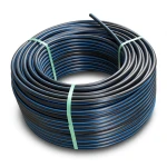 لفة أنابيب HDPE ضغط 10 بار PE 100 قطر خارجي 125 مم SDR 17 لون أسود مع خط أزرق