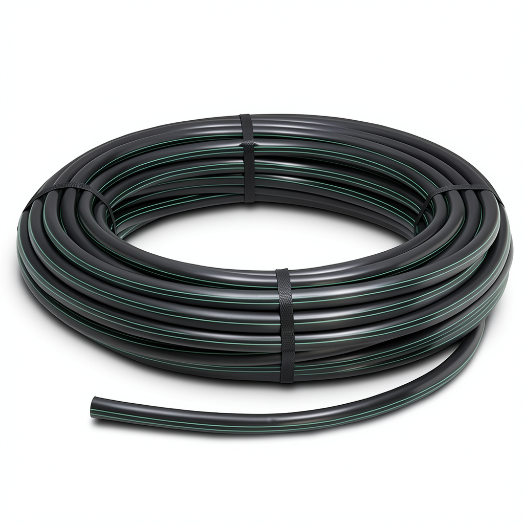 لفة أنابيب بلاستيك HDPE ضغط 4 بار PE 80، قطر خارجي 90 مم، سمك 2.2 مم، لون أسود