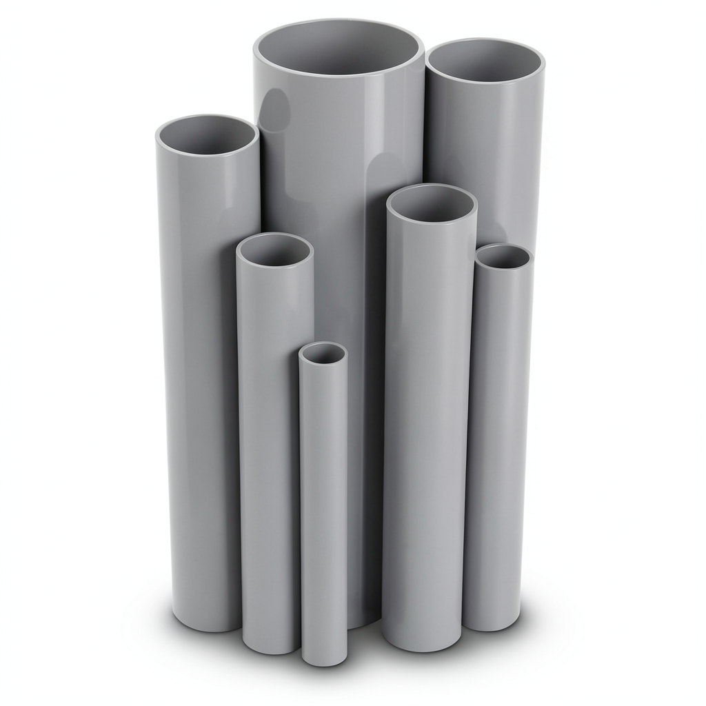 مواسير UPVC مقاس ½ 1 إنش سمك 2.03 مم لون رمادي